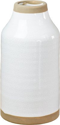 8 Inch White and Brown Ceramic Pot