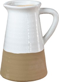 Two Tone White and Brown Ceramic Planter with Handle
