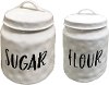 Clearance 17 Inch Cream Flour Ceramic Lidded Canister with Black Lettering
