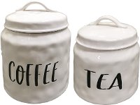 Cream and Black Ceramic Tea Lidded Canister