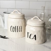 Cream and Black Ceramic Tea Lidded Canister-2