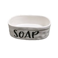 White and Black Ceramic Oval Soap Dish-2