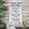 White and Black Bathroom Rules Rectangle Metal Sign