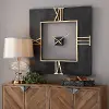 Textured Black Concrete Square Wall Clock with Gold Accents - Mudita