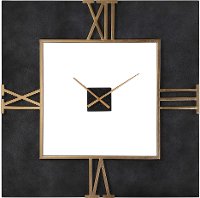 Textured Black Concrete Square Wall Clock with Gold Accents - Mudita-3