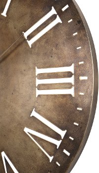 Over-sized Round Antique Champagne Iron Wall Clock - Henrik-2