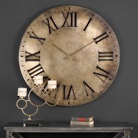 Over-sized Round Antique Champagne Iron Wall Clock - Henrik-3