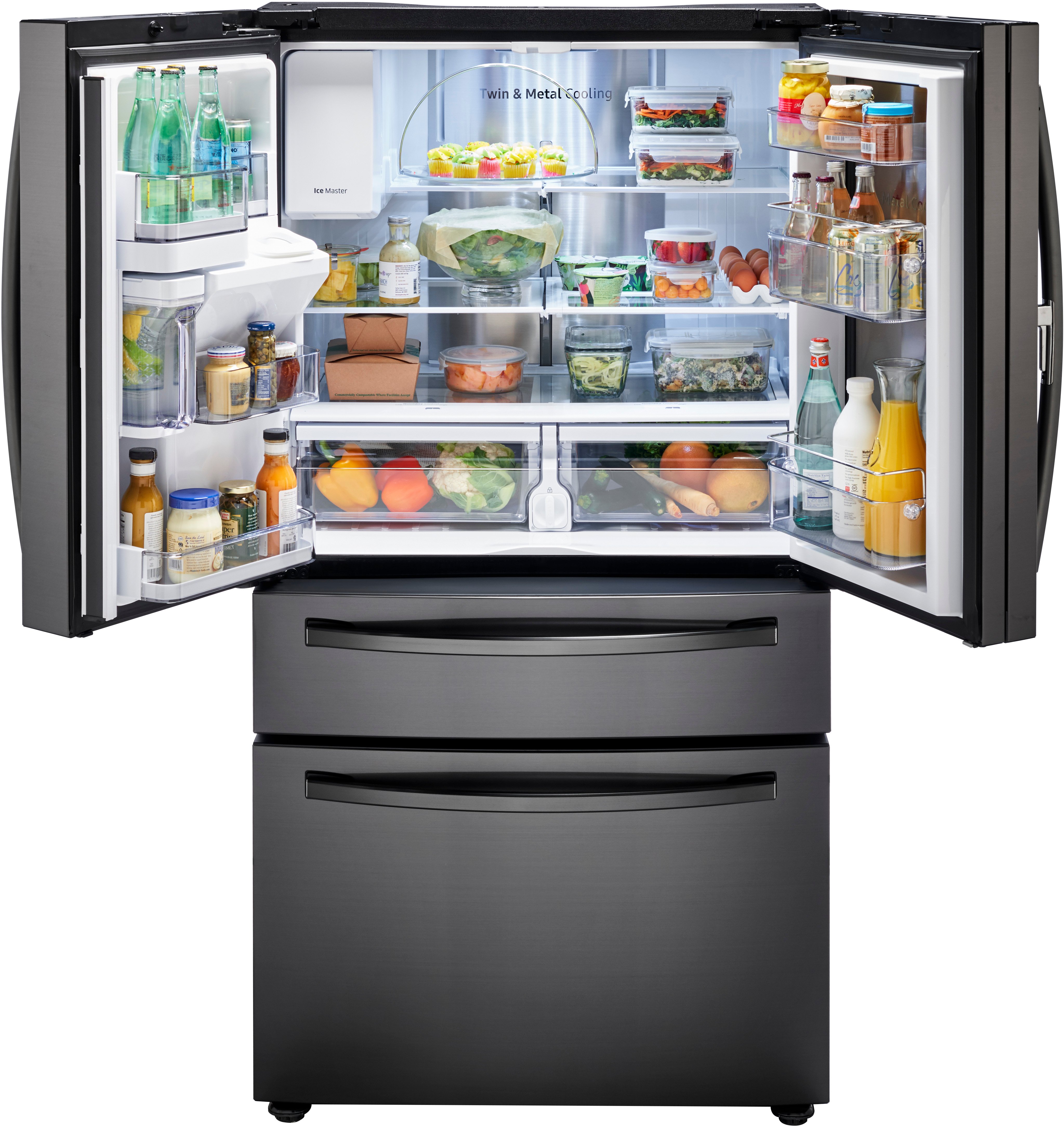 RF22R7351SG Samsung 22.4 cu ft Counter Depth French Door Refrigerator with Food Showcase - 36 W Black Stainless Steel-2