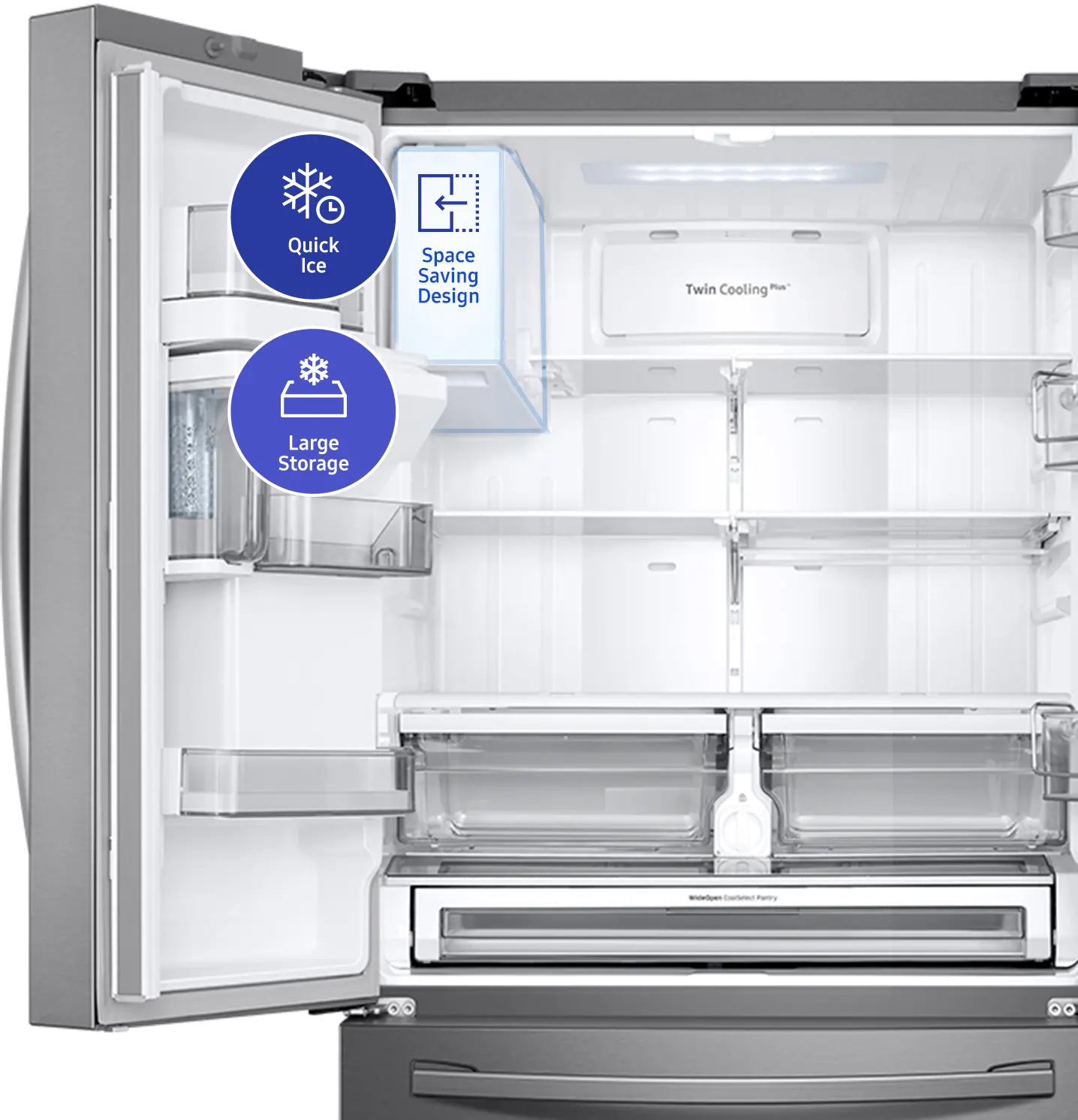 RF23R6301SR Samsung 22.5 cu ft French Door in Door Refrigerator - Counter Depth Stainless Steel-8