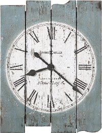 Hand Painted Antique Blue Plank Wall Clock - Mack Road