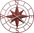 Compass Rose Distressed Metal Oversized Wall Clock