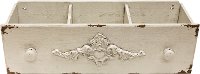 Distressed Cream Rectangle Divided Wooden Drawer