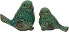 4 Inch Distressed Blue Green Ceramic Fat Bird Sculpture