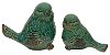 3 Inch Distressed Blue Green Ceramic Fat Bird Sculpture