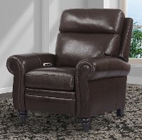 Clydesdale Brown Leather-Match High Leg Power Recliner - Douglas
