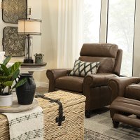 Bourbon Brown Leather-Match High Leg Power Recliner - Fresh-2