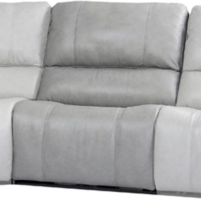 Mist Light Gray Leather-Match Armless Power Recliner with Power Headrest and Lumbar - Harry