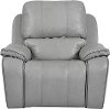 Mist Light Gray Leather-Match Power Recliner - Harry