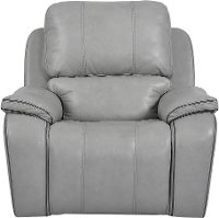 Mist Light Gray Leather-Match Power Recliner - Potter