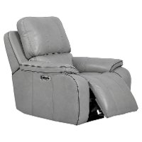 Mist Light Gray Leather-Match Power Recliner - Potter-4