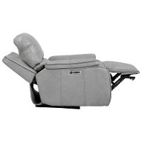 Mist Light Gray Leather-Match Power Recliner - Potter-5