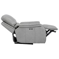Mist Light Gray Leather-Match Power Recliner - Potter-6