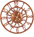 Copper Sun Face Outdoor Wall Clock