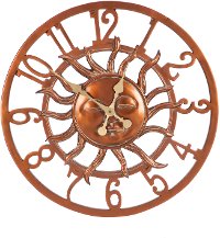 Copper Sun Face Outdoor Wall Clock-1