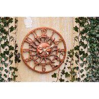 Copper Sun Face Outdoor Wall Clock-2