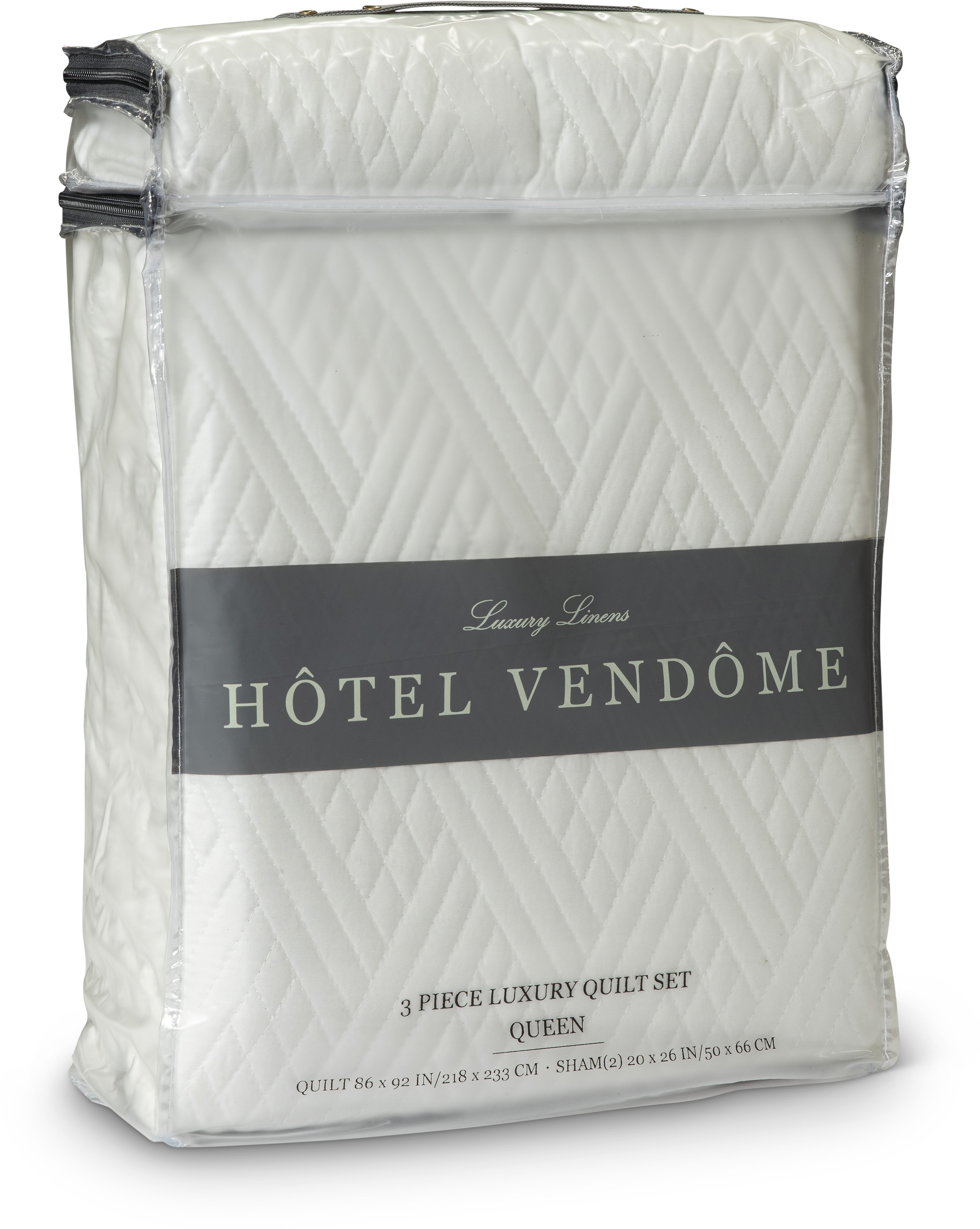 White Weave 3 Piece Queen Luxury Quilt Set-1
