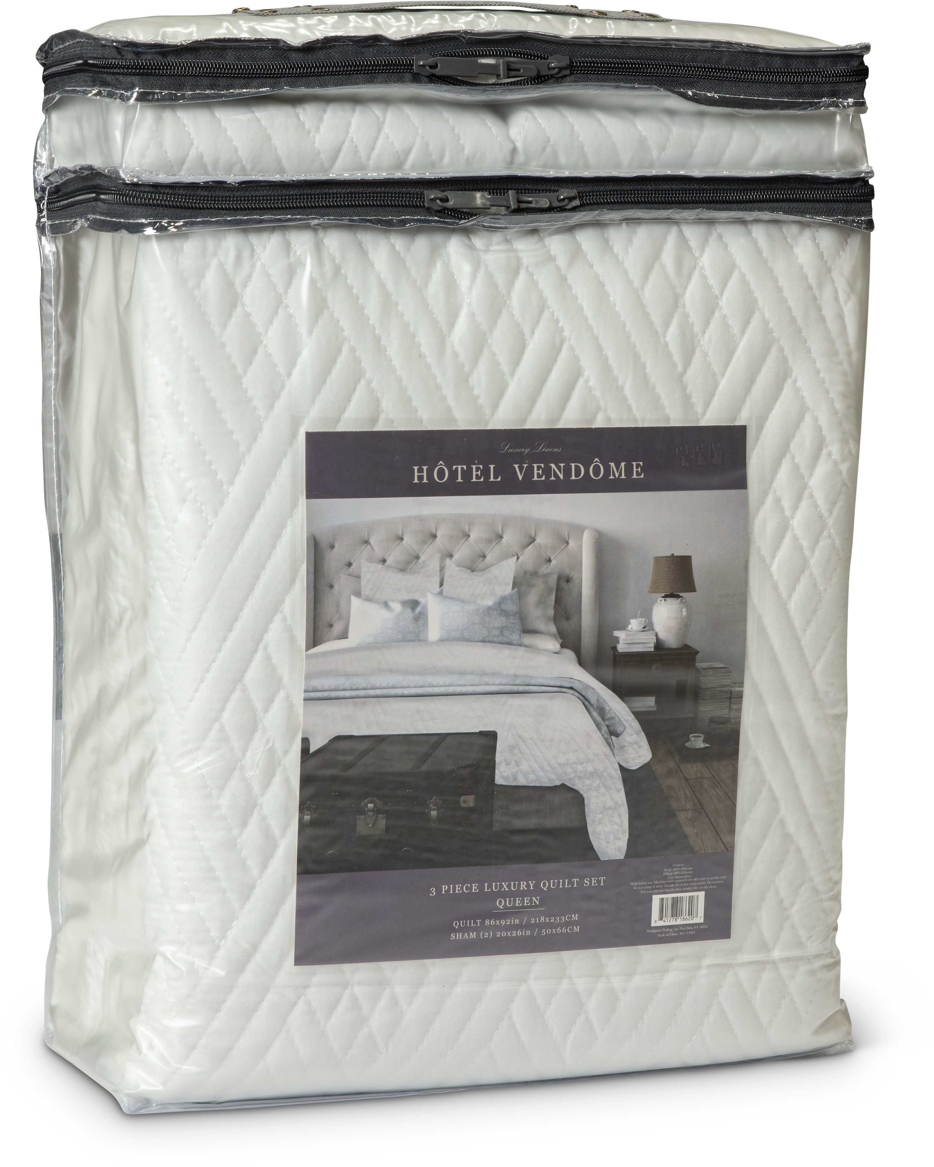 White Weave 3 Piece Queen Luxury Quilt Set-2