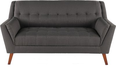 Mid-Century Modern Charcoal Gray Loveseat - Celeste