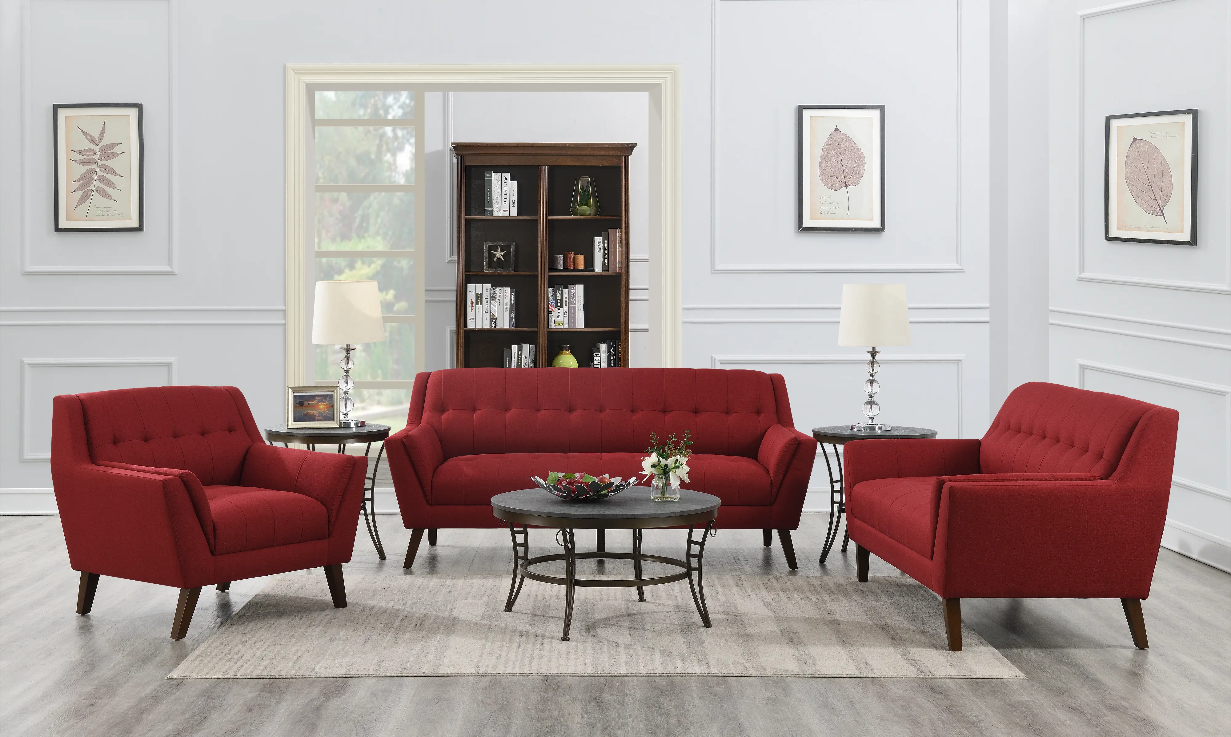 Celeste Mid-Century Modern Red Sofa-4