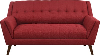 Mid-Century Modern Charcoal Red Loveseat - Celeste