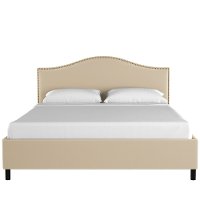 910NBPBD-BRVLVPRL Classic Camelback Pearl Beige Twin Upholstered Bed-2