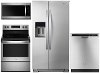 KIT Whirlpool 4 Piece Electric Kitchen Appliance Package with Counter Depth Side by Side Refrigerator - Stainless Steel