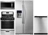 KIT Whirlpool 4 Piece Gas Kitchen Appliance Package with Counter Depth Side by Side Refrigerator - Stainless Steel