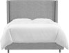 500BEDLNNGR Contemporary Gray Twin Upholstered Wingback Bed