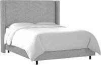 500BEDLNNGR Contemporary Gray Twin Upholstered Wingback Bed-2
