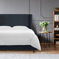 500BEDLNNNV Contemporary Navy Twin Upholstered Wingback Bed