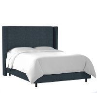 500BEDLNNNV Contemporary Navy Twin Upholstered Wingback Bed-2