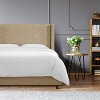 500BEDLNNSND Contemporary Beige Twin Upholstered Wingback Bed