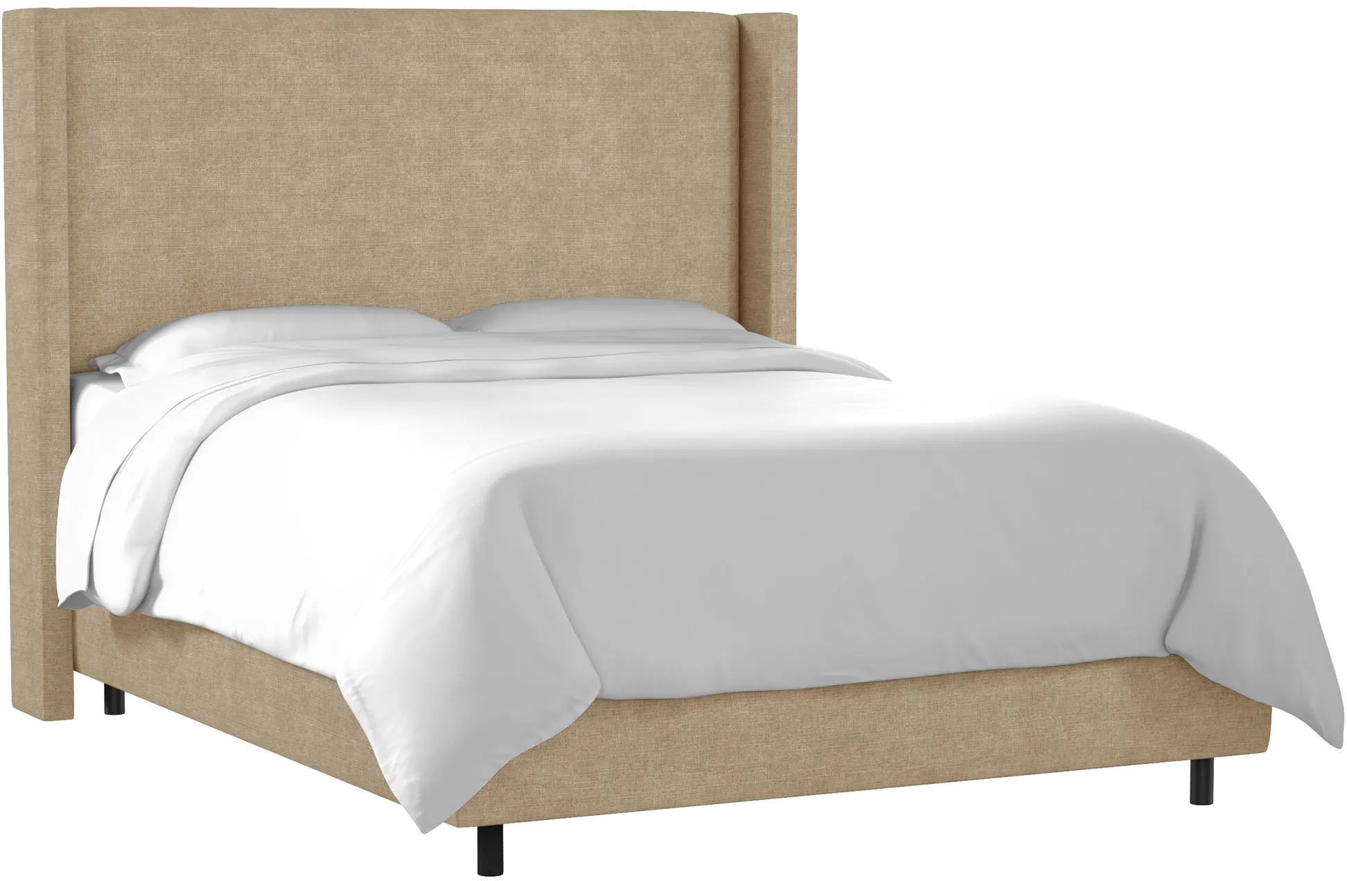 500BEDLNNSND Contemporary Beige Twin Upholstered Wingback Bed-2