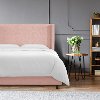 502BEDLNNBLS Contemporary Blush Pink Queen Upholstered Wingback Bed