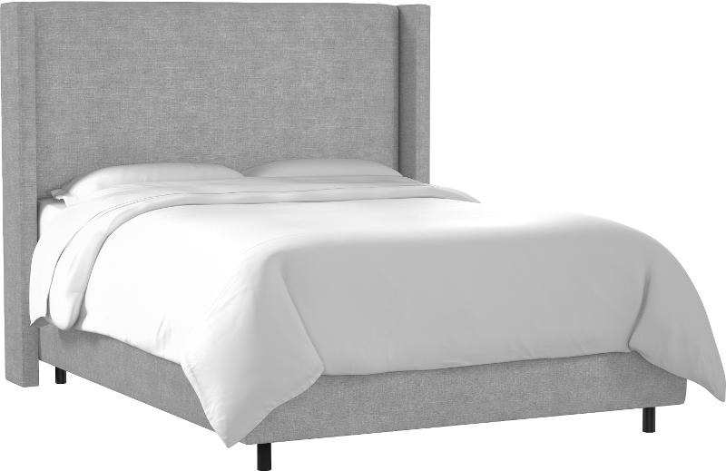 Contemporary Gray Queen Upholstered, Upholstered Wingback Queen Bed