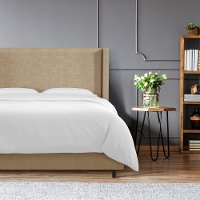 503BEDLNNSND Contemporary Beige King Upholstered Wingback Bed