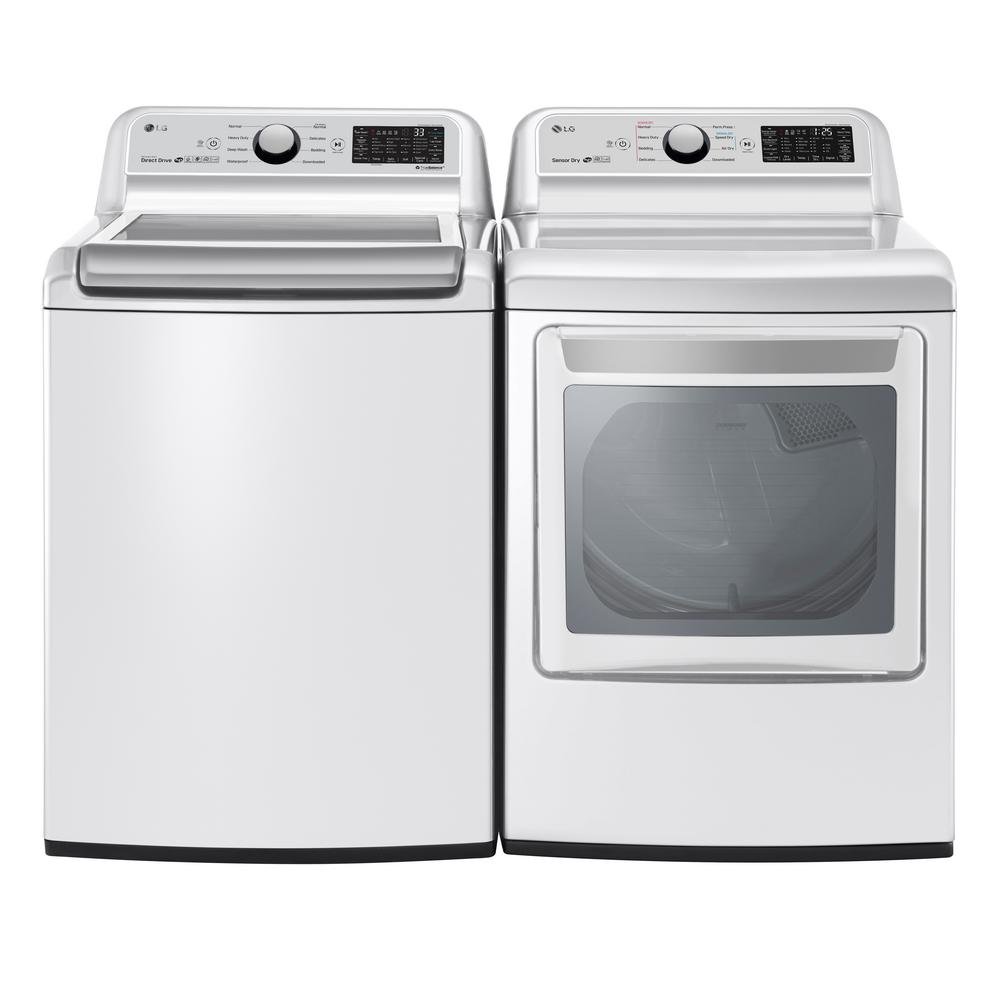 KIT LG Rear Control Electric Laundry Pair - 7300W, White-1