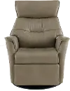 Captain Beige Standard Leather Swivel Glider Power Recliner