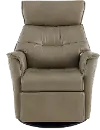 Captain Beige Standard Leather Swivel Glider Power Recliner