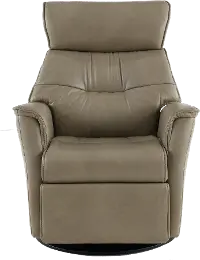 Captain Beige Standard Leather Swivel Glider Power Recliner